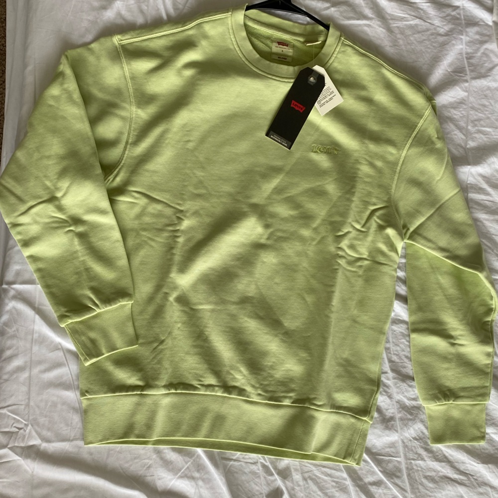 Levi's Garment Dye Crew Neck Sweatshirt Cotton lime green Relaxed size S NWT - Picture 9 of 9